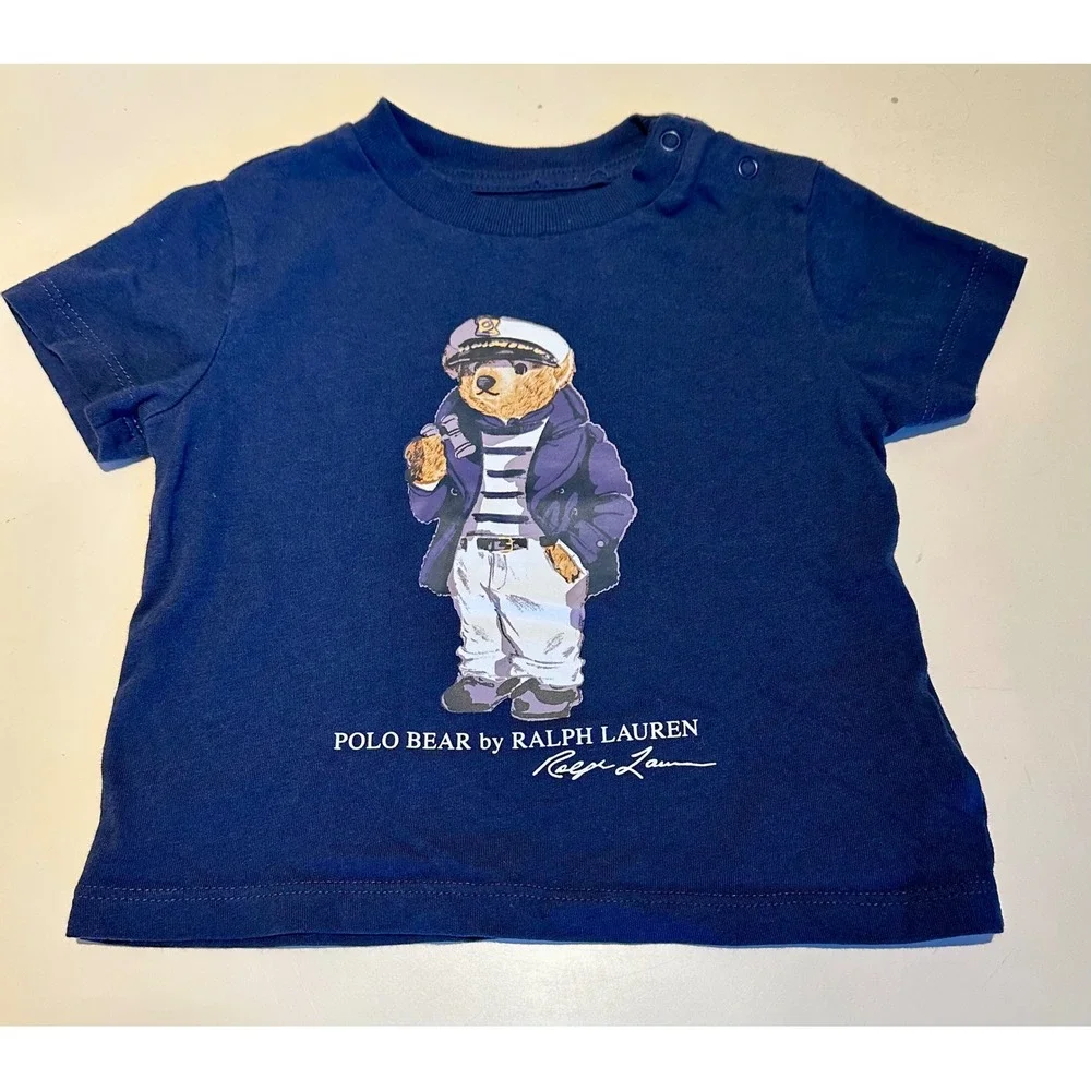 Polo Bear by‎ Ralph Lauren Baby Toddler Shirt Nautical Navy Blue 9M Sailor